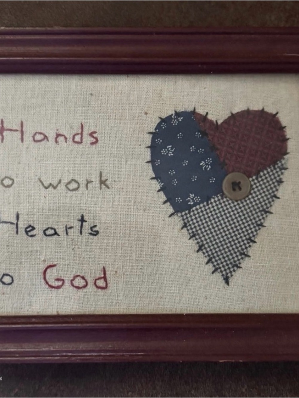Patchwork Heart Framed Wall Art - Navy, Burgundy, Black